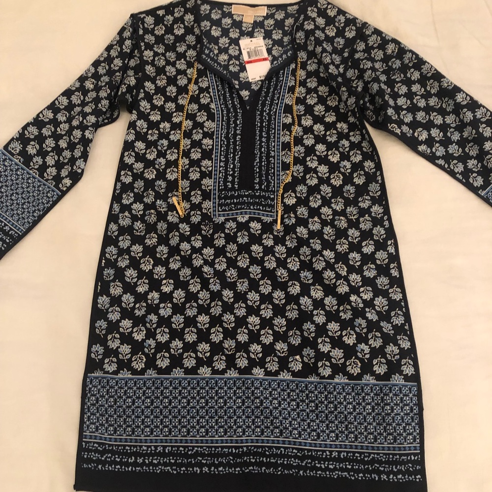 Michael Kors V Neck Dress Heritage Blue